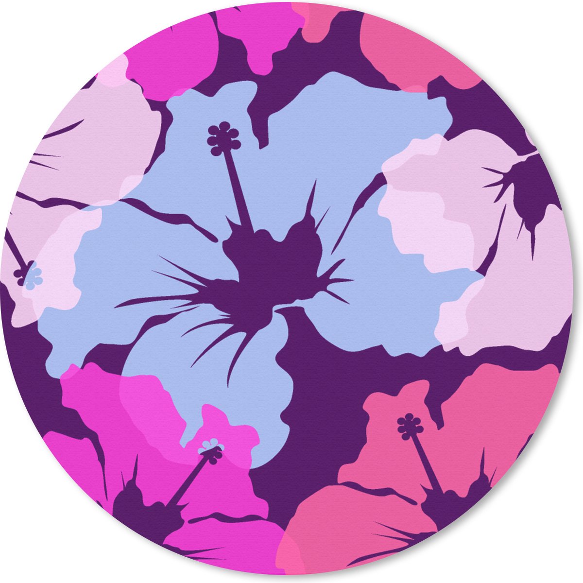 Muismat rond 30x30 cm - Mousepad Pastel - Hibiscus - Bloem - Hawaii - Design - Ronde muismatten