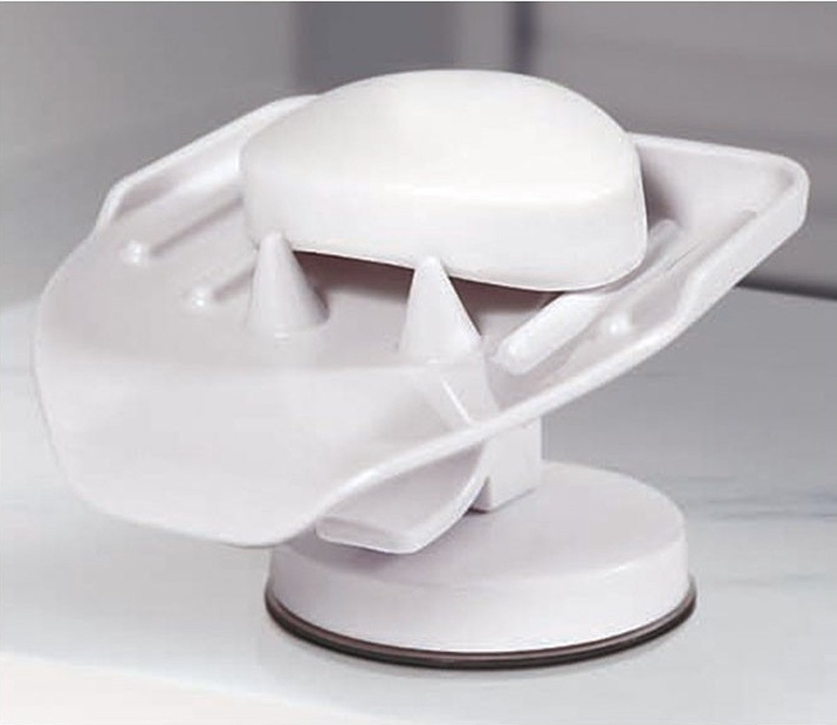 CALICOSY - 2 in 1 witte zuignap zeephouder 12x13x9cm