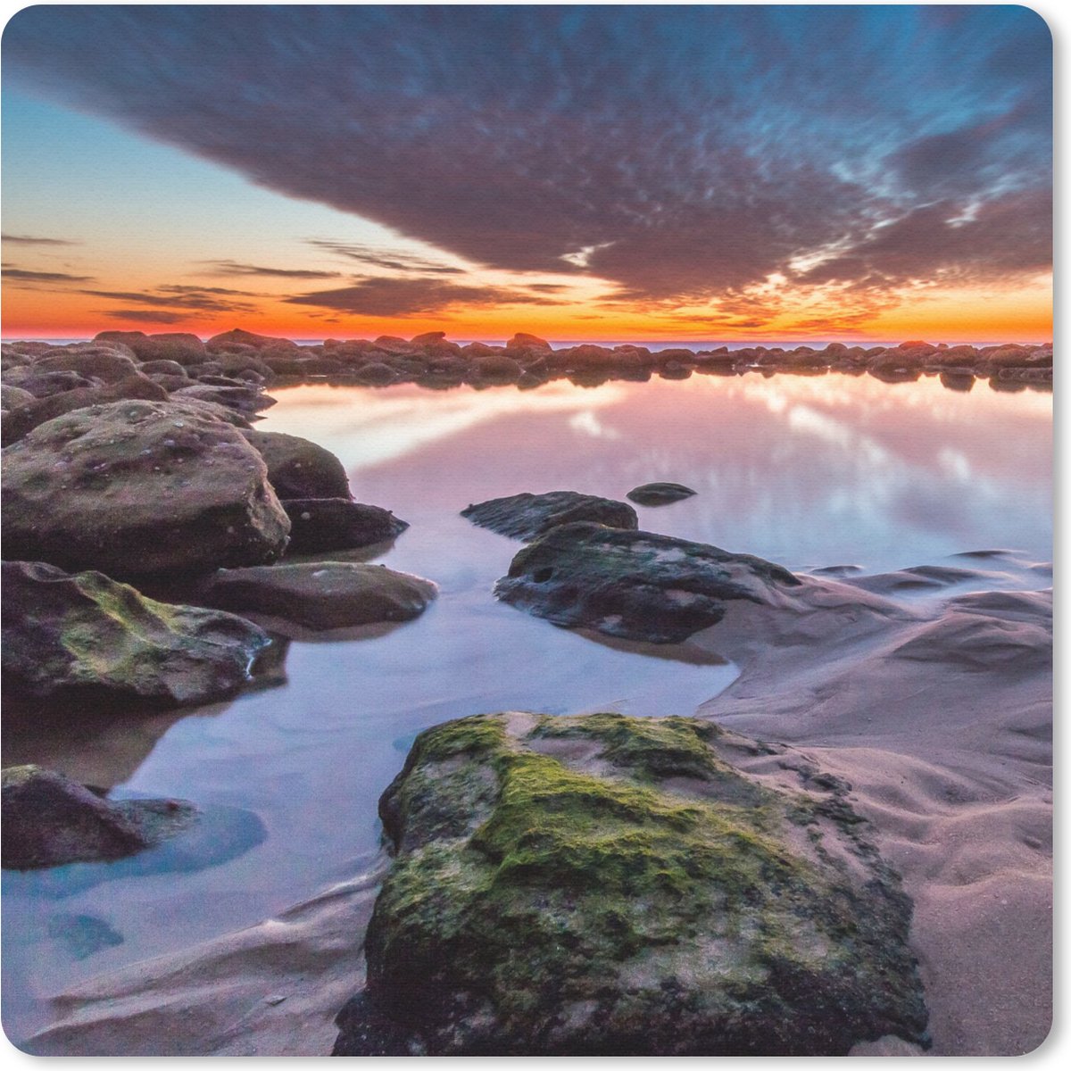 Muismat 20x20 cm - Mousepad Rotsen - Water - Natuur - Muismatten