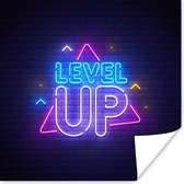 Game Poster - Gaming - Neon - Level Up - Quotes - Gamen - 100x100 cm