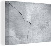 Tableau sur toile Béton - Fissure - Grijs - 80x60 cm - Décoration murale