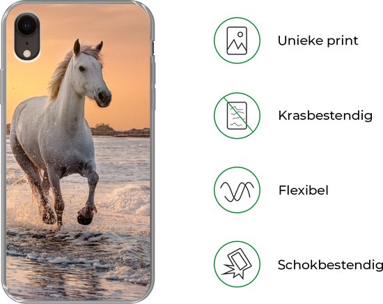 Coque iPhone XR - Paarden - Soleil - Mer - Plage - Animaux - Coque en Siliconen