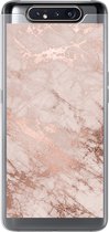 Geschikt voor Samsung Galaxy A80 hoesje - Marmer print - Roze - Luxe - Marmer printlook - Glitter - Design - Siliconen Telefoonhoesje