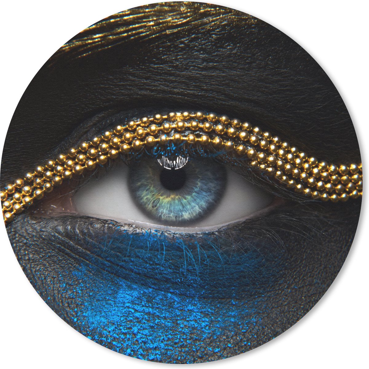 Muismat rond 20x20 cm - Mousepad Vrouw - Ogen - Make up - Luxe - Goud - Ronde muismatten