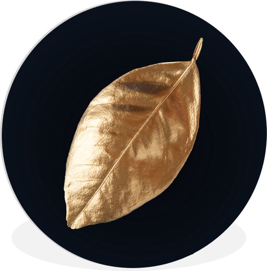 Feuille d' or sur fond noir - ⌀ 120 cm - peinture ronde - impression photo  sur cercle... | bol.com