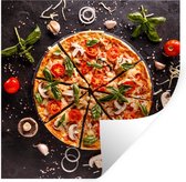 Muurstickers - Sticker Folie - Pizza - Groente - Kruiden - Keuken - Industrieel - 30x30 cm - Plakfolie - Muurstickers Kinderkamer - Zelfklevend Behang - Zelfklevend behangpapier - Stickerfolie
