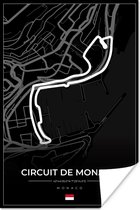 Poster Monaco - Formule 1 - Circuit de Monaco - Racebaan - Circuit - Zwart - 20x30 cm - Vaderdag cadeau - Geschenk - Cadeautje voor hem - Tip - Mannen