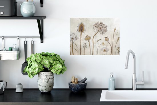 Stickers muraux - Sticker Foil - Fleurs - Aquarelle - Nature Morte - Marron - Vintage - 40x30 cm - Film Adhésif - Stickers muraux Muraux Chambre Enfant - Papier Peint Auto Adhésif