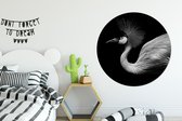 Wandcirkel - Muurcirkel binnen - Kraanvogel - Dier - Portret - Zwart wit - Vogel - Ronde schilderijen - 140x140 cm - Wanddecoratie rond - Kamer decoratie