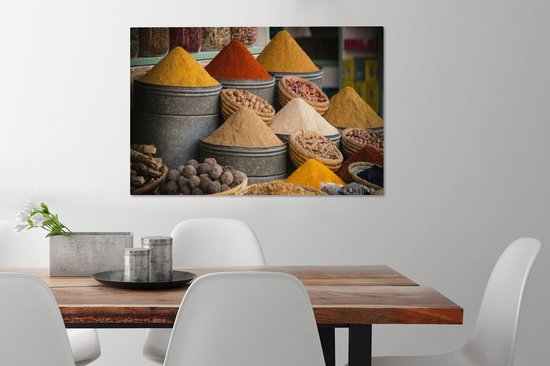 Tableau sur toile Herbes - Ton - Épices - Jaune - Marron - 60x40 cm - Décoration murale