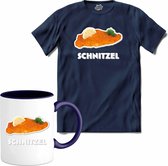 Schnitzel -  grappig verjaardag kleding cadeau - eten teksten - T-Shirt met mok - Heren - Navy Blue - Maat 4XL