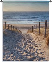 Wandkleed - Strand - Duin - Natuur - Zonsondergang - Zee - Nederland - Katoen - Wanddoek - Wandtapijt - Wanddecoratie - 150x200 cm - Woonkamer - Muurkleed - Muurdecoratie - Tapestry