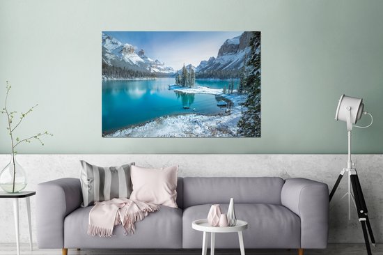 Décoration murale Métal - Peinture Aluminium Industrielle - Paysage - Neige - Hiver - Water - Berg - 180x120 cm - Dibond - Photo sur aluminium - Décoration murale industrielle - Pour le salon / chambre