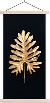 Posterhanger incl. Poster 60x120 cm - Schoolplaat - Bladeren - Herfst - Goud - Zwart - Natuur - Luxe - Textielposter - Blanke latten