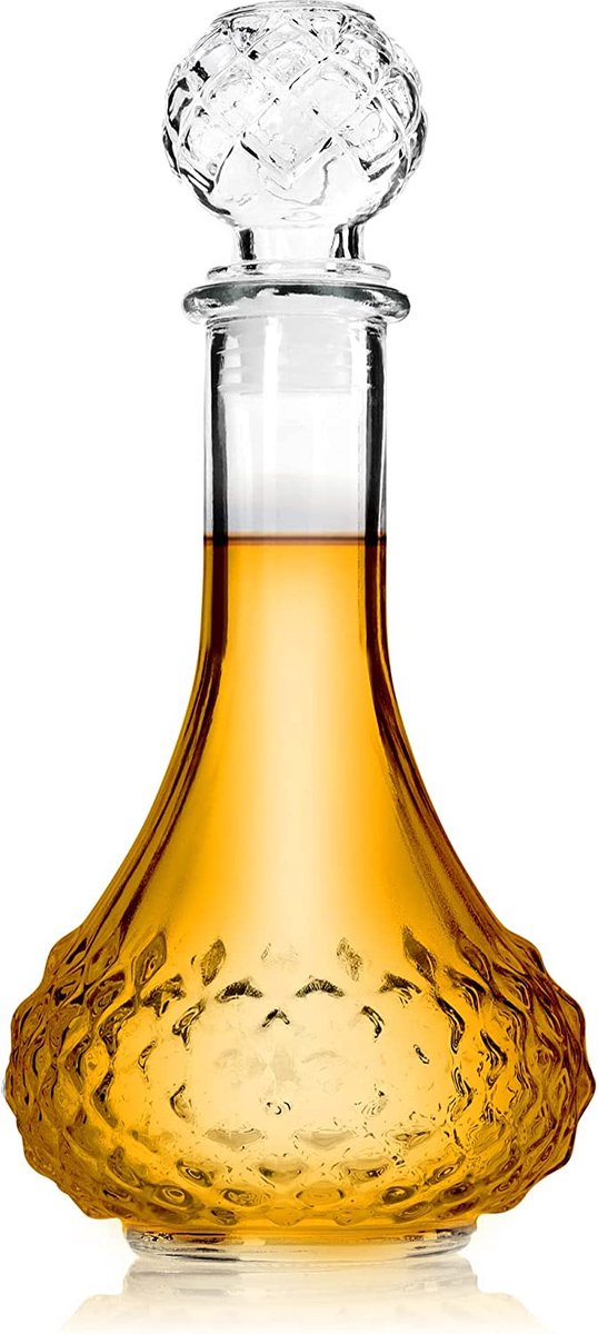 COM-FOUR® glazen karaf met stop - tijdloze karaf voor whisky, gin, rum en andere sterke dranken - stijlvolle whiskykaraf - inhoud ca. 525 ml (1 stuk - 525ml)