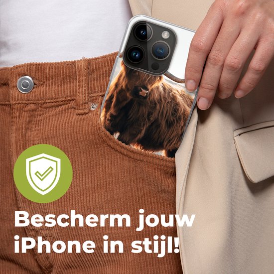 Apple iPhone 14 Pro - Étui souple - Highlander écossais - Animaux - Rural - Paysage - Vache - Nature - Étui de téléphone en Siliconen