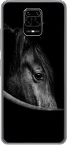 Geschikt voor Xiaomi Redmi Note 10 Lite hoesje - Paarden - Portret - Zwart - Dieren - Siliconen Telefoonhoesje