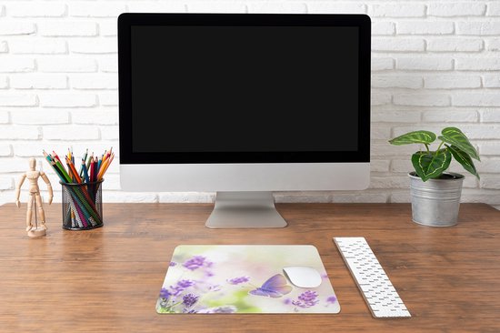 Bureau onderlegger 40x30 cm - Muismat Lavendel - Vlinder - Bloemen - Bureaulegger xl - Desk mat beschermer - Computer muismatten