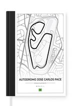 Notitieboek - Schrijfboek - Racebaan - Brazilië - Circuit - Formule 1 - Autodromo Jose Carlos Pace - Wit - Notitieboekje klein - A5 formaat - Schrijfblok