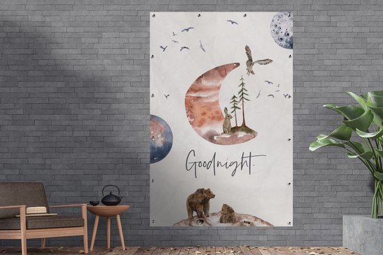 Décoration murale Citations - Bonne nuit - Dictons - Enfants - Garçons - Filles - Enfant - 120x180 cm - Poster jardin - Toile jardin - Poster extérieur