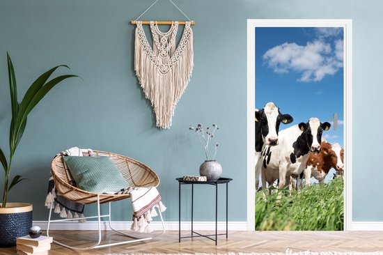 Sticker pour porte Vaches - Campagne - Pâturage - Nature - Animaux - 75x205 cm - Affiche de porte