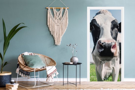 Sticker de porte Vache - Pâturage - Nature - Animaux - Herbe - 75x205 cm - Poster de porte