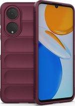 Mobigear Hoesje geschikt voor HONOR X7 Telefoonhoesje Flexibel TPU | Mobigear Bumpy Backcover | X7 Case | Back Cover - Bordeaux Rood
