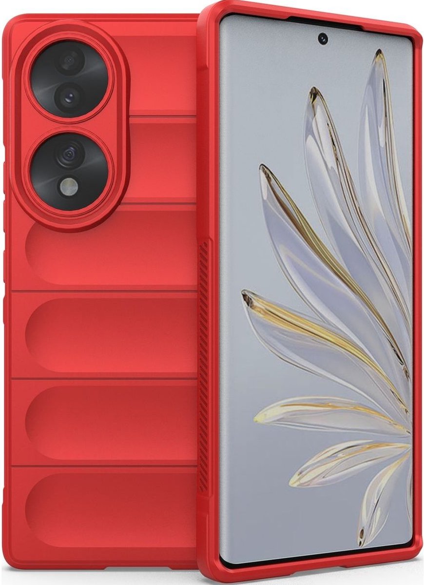 Mobigear Hoesje geschikt voor HONOR 70 Telefoonhoesje Flexibel TPU | Mobigear Bumpy Backcover | 70 Case | Back Cover - Rood
