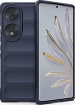 Mobigear Hoesje geschikt voor HONOR 70 Telefoonhoesje Flexibel TPU | Mobigear Bumpy Backcover | 70 Case | Back Cover - Donkerblauw