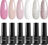 Lovae Cosmetics Gellak - 6-delige Set - Gel Nagellak - Nude Pink Glitter - Gellac - 8ML