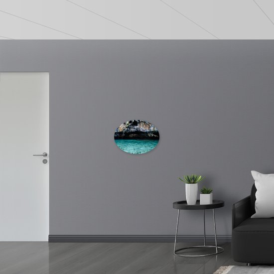 WallClassics - Panneau en mousse PVC ovale - Lac Blauw sous les Montagnes - Photo 56 x 42 cm sur ovale (avec système de suspension)