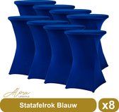 Statafelrok Blauw 80 cm per 8 - Alora tafelrok voor statafel - Statafelhoes - Bruiloft - Cocktailparty - Stretch Rok - Set van 8