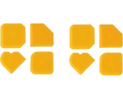 DW4Trading Siliconen Afstrijkrubbers Set van 2x 4 Profielen - Schraper - Kit Rubbers - Schilderen - Geel