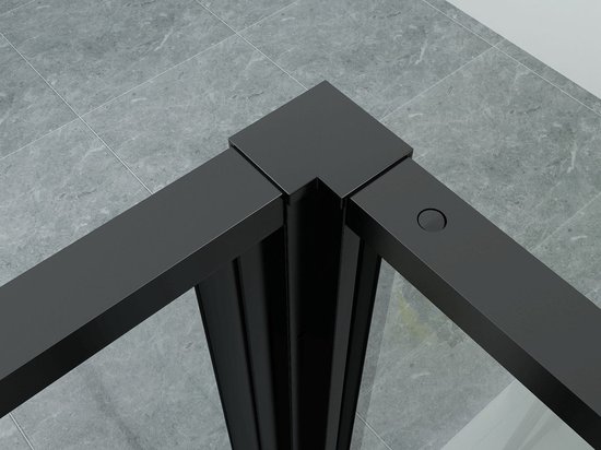 Aloni Porte Tournante + Zijwand Zwart Mat 8mm 80x120x200cm
