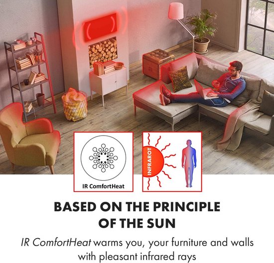 Klarstein infraroodverwarming met thermostaat, 360W, Smart Home infraroodverwarming voor wandmontage, IR met app-bediening en raamdetectie