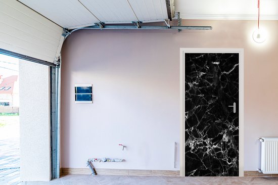 Sticker de porte Marbre - Pierre - Zwart - 90x205 cm - Affiche de porte