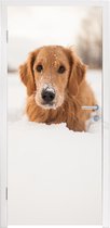 Deursticker Hond - Sneeuw - Winter - 85x215 cm - Deurposter