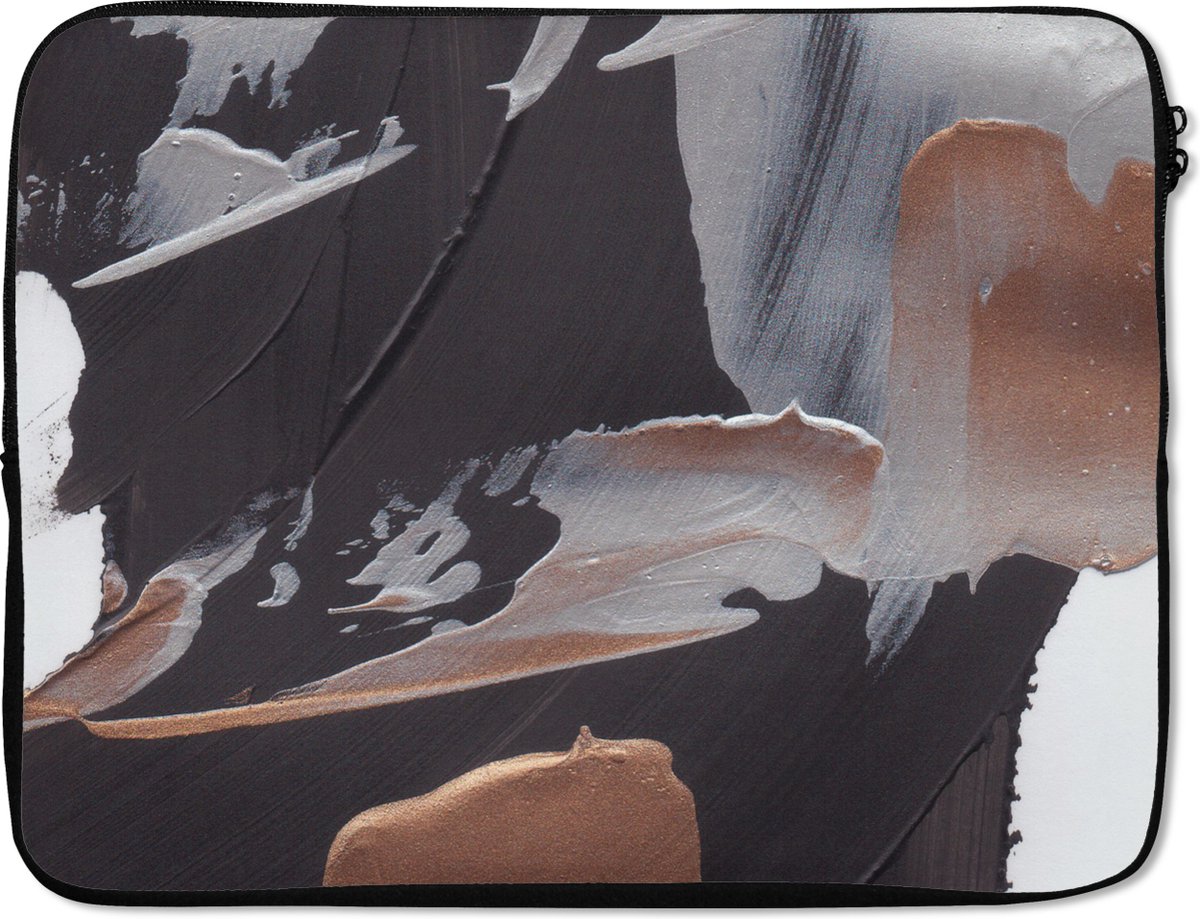 Laptophoes - Verf - Luxe - Design - Abstract - Goud - Laptop - Laptop case - Laptop sleeve - 17 Inch