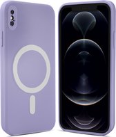 ShieldCase geschikt voor Apple iPhone X/Xs Magneet hoesje siliconen zijde - lila - Backcover case - Shockproof hoesje - Zacht hoesje met oplaad ring