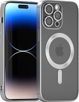 Coverzs telefoonhoesje geschikt voor Apple iPhone 13 Pro Magneet hoesje met camera cover - magnetisch hoesje - zilver