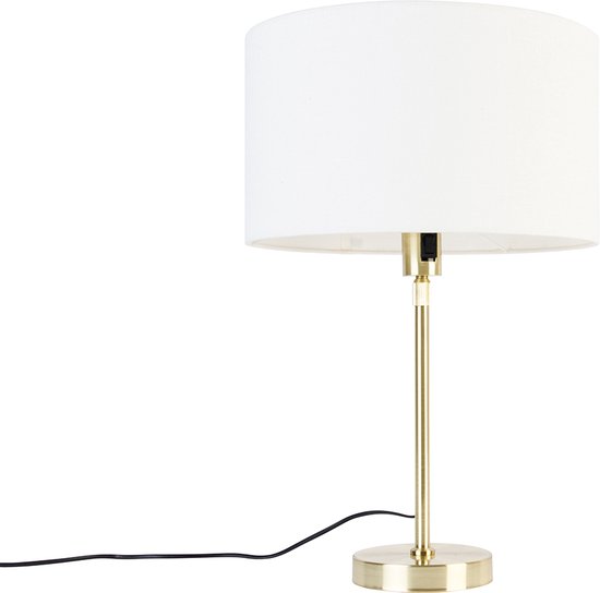QAZQA parte stof - Design Tafellamp met kap - 1 lichts - H 68 cm - Goud/messing - Woonkamer | Slaapkamer | Keuken
