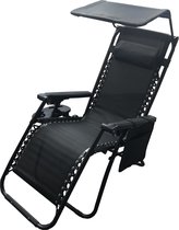 Chaise longue de jardin - pliable - réglable - noire