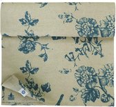 Linen & Cotton Waterafstotend Tafelloper Tuintafel Loper Fiore - 59% Linnen, 41% Katoen, Beige Blauw (34 x 250 cm) Tafelzeil Bloemen Wasbaar Anti Vlek Gemakkelijkte Onderhouden voor Binnen Buiten Tuin