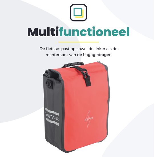 Voltano Fietstas 16L - Zwart / Rood - Enkele Pakaftas - 100% Waterdicht - Met Schouderband van Voltano — afbeelding 5