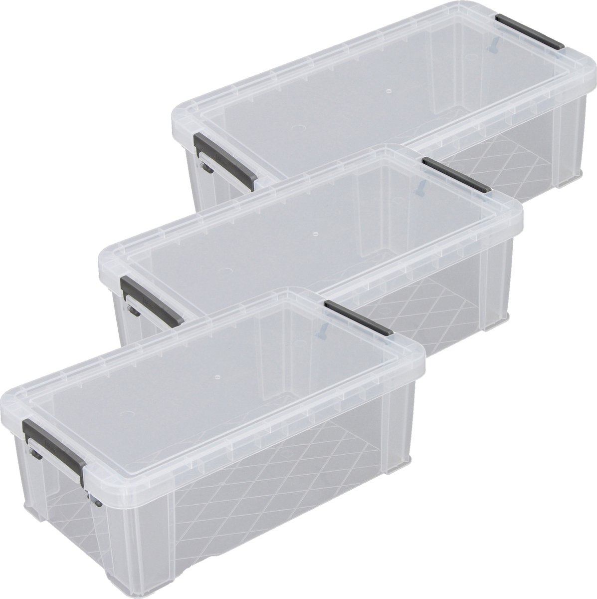 Whitefurze Opbergbox - 3x stuks - 5.8 liter - Transparant - 35 x 19 x 12 cm - kunststof - opslag oplossingen - kist - met deksel