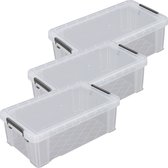 Whitefurze Opbergbox - 3x stuks - 5,8 liter - Transparant - 35 x 19 x 12 cm