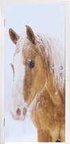 Deursticker Paard - Sneeuw - Winter - 85x215 cm - Deurposter