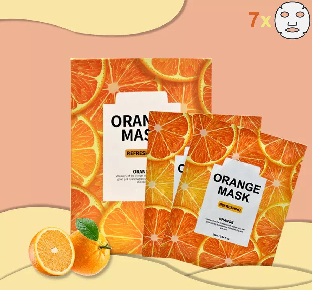 Summer Girl - Sheet Mask - Orange/Sinaasappel - Gezichtsmasker - 7 stuks