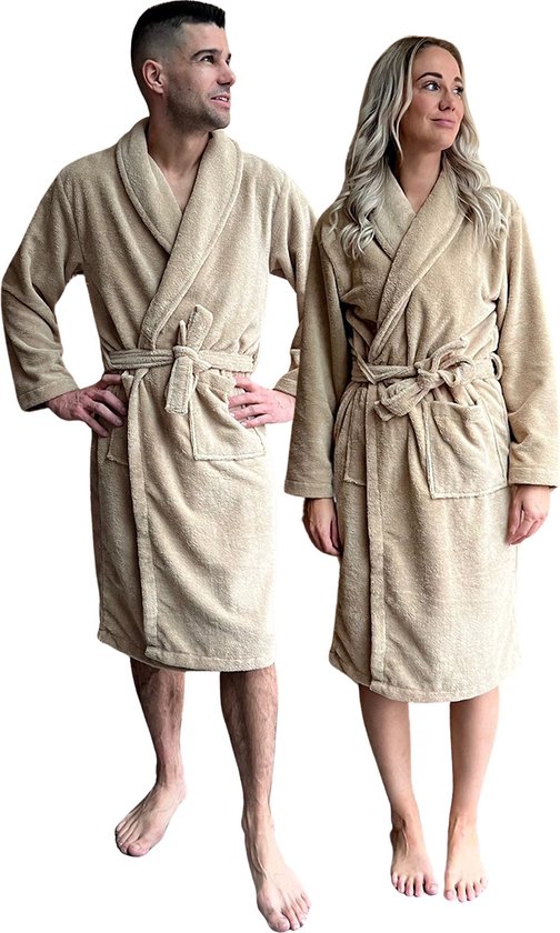 Hotel badjas - Wellness/Sauna - badstof binnenzijde - fluweelzachte buitenkant - luxe - badjas dames - badjas heren - maat L/XL