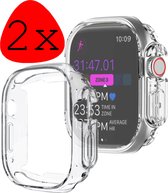 Hoes Geschikt voor Apple Watch Ultra Hoesje Siliconen Case - Hoesje Geschikt voor Apple Watch Ultra (49 mm) Hoes - Transparant - 2 Stuks